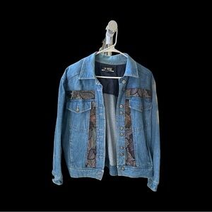Vintage SK Wear Jean Jacket 100% Cotton With Floral Pattern  Small